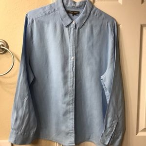 Tommy Bahama XL Blue Linen Long Sleeve Blue Top